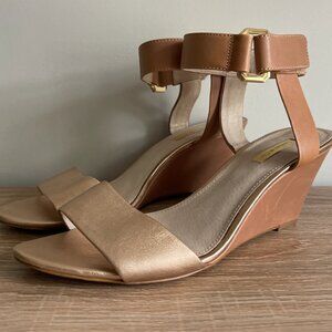 Louise et Cie - Leather Wedge Sandal Nude and Rose Gold